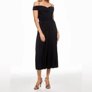 Rosetta Getty Collective Off The Shoulder Ruched Bodice Midi dress black - 12